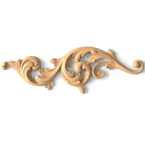 Decorative wood carved applique for fireplace, Left Oak furniture Antique-style onlay, Left